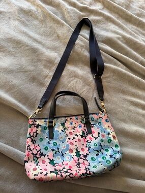 kate spade Pink & Blue Floral Shoulder Bag with Black Trim